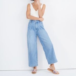 Madewell Pleated Wide Leg Jeans Finney Wash